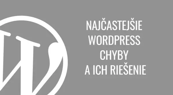 Logo WordPress i tekst "Najczęstsze błędy WordPress i ich rozwiązanie" na szarym tle.